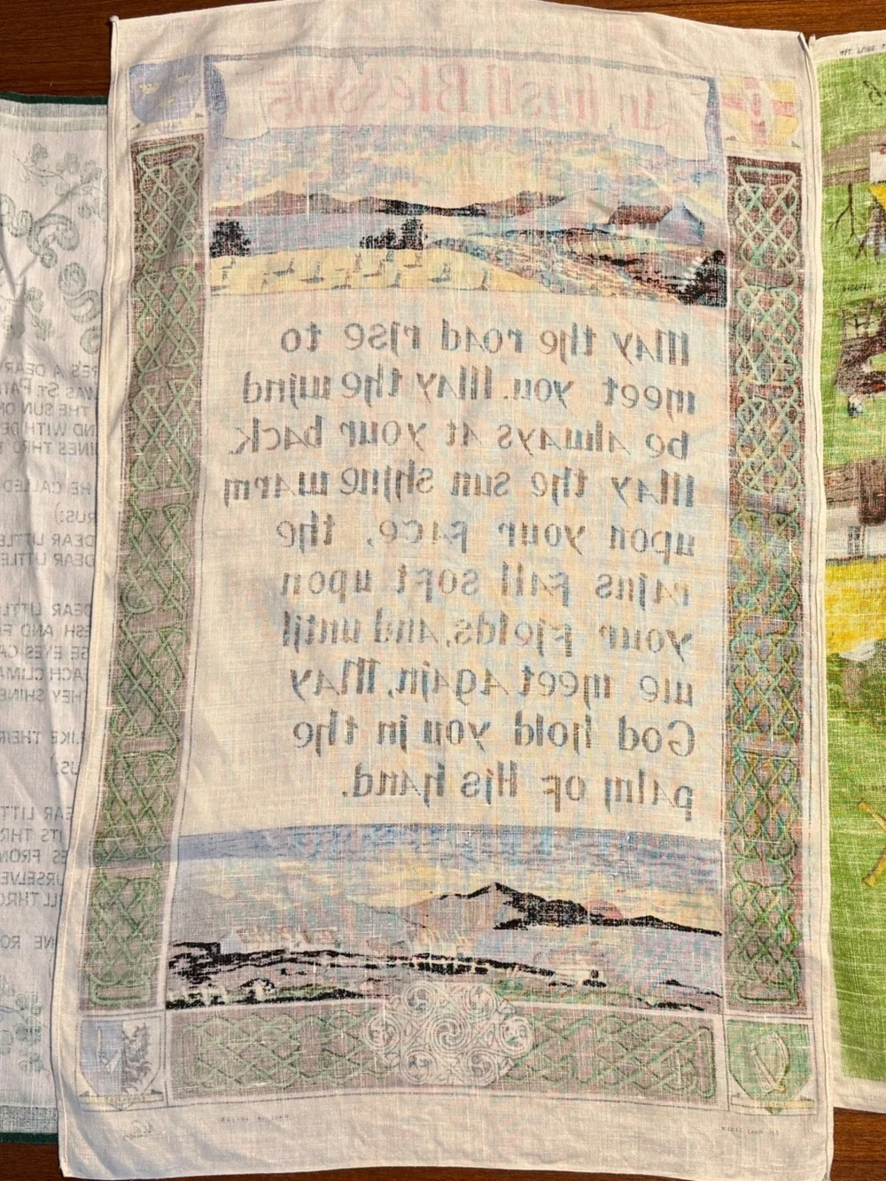 Vintage Irish Blessing linen Decorative Tea Towel made in Ireland